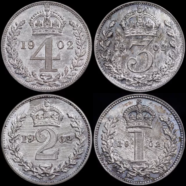 Edward VII. Matt Proof Maundy Set, 1902.