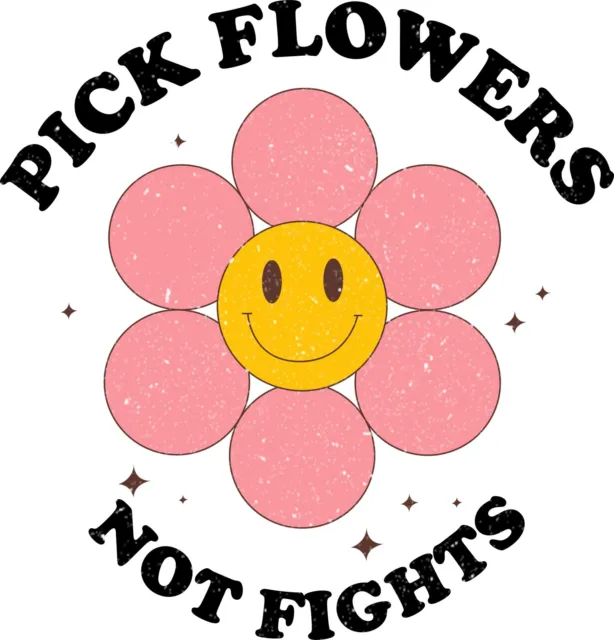 3" Hippie Sticker World Peace No War Pick Flowers Not Fights Love Unity