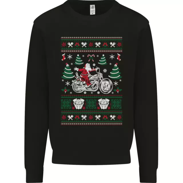 Christmas Biker Santa Motorbike Motorcycle Kids Sweatshirt Jumper