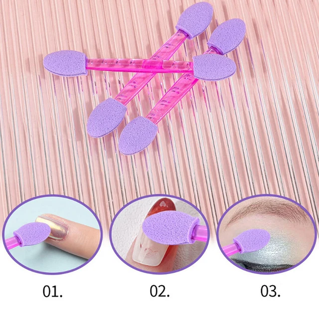 10Pcs Nail Glitter Powders Brush Double Headed Eyeshadow Applicator Makeup To ^^