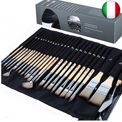 ARTIFY Set di pennelli da 24 pezzi, serie Expert, set di pennelli sintetici