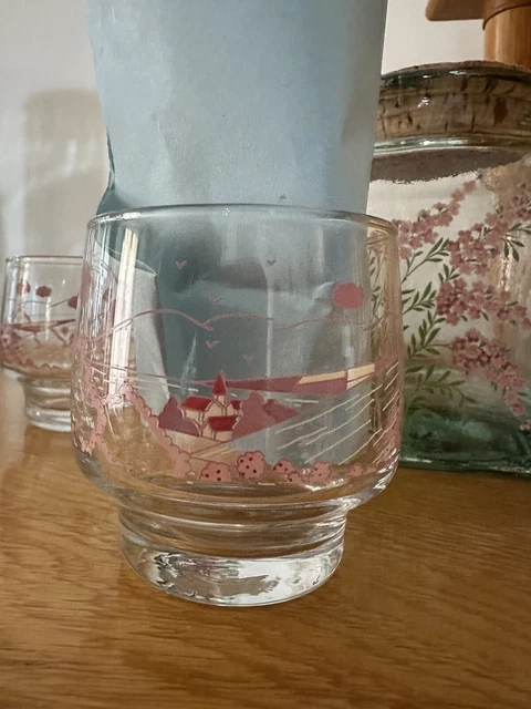 6 verres arcopal myosotis vintage