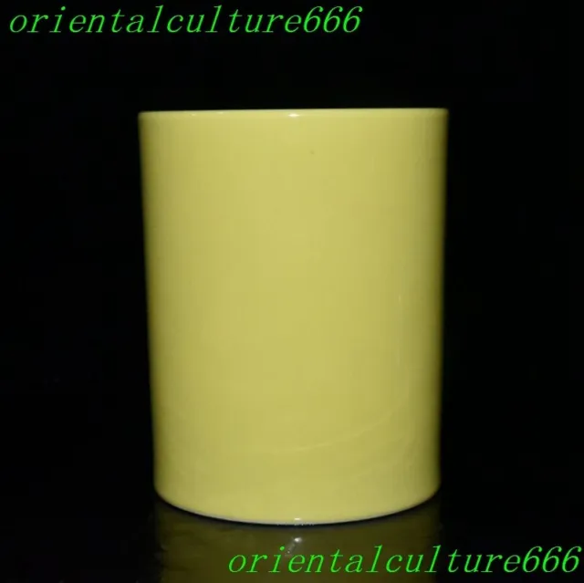 5.4"dynasty Yellow glaze porcelain Calligraphy tool brush pot pencil vase statue
