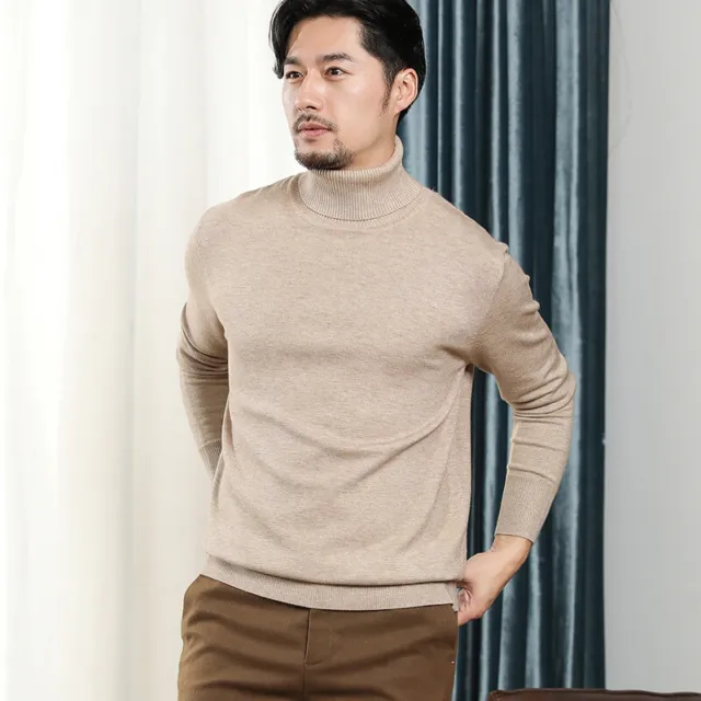 CASHMERE SWEATER MEN'S Turtleneck Sweater Lapel Loose Large Size ...