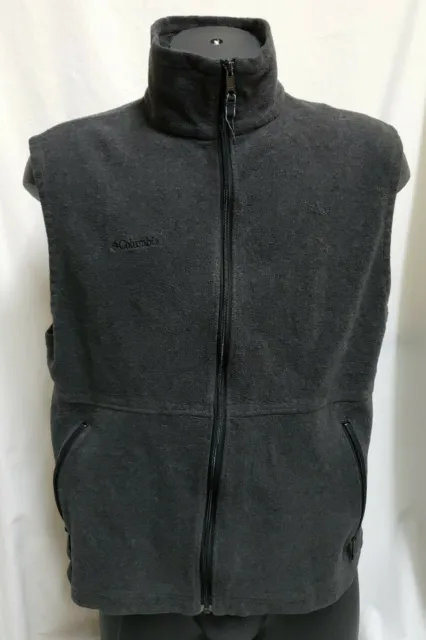 Columbia Mens Front Zip Gray Fleece Vest Size Xl