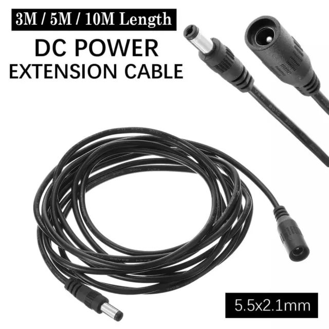 3M/5M/10M DC Power Supply Extension Cable 5V 9V 12V for CCTV Camera/DVR/PSU Lead