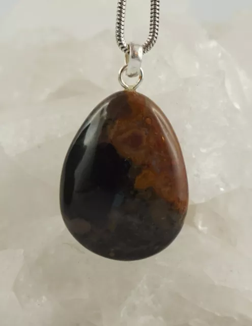 Sardonyx Pendentif Pierre Polie Gouttes À 925er Silvereyelet de Précieuse m6