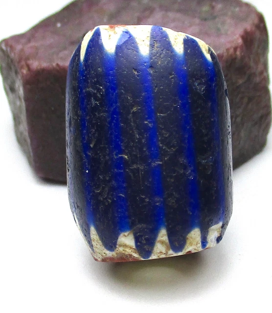 RARE STUNNING OLD  VENETIAN 4 LAYER CHEVRON CYLINDER ANTIQUE BEAD 15mm x 20mm