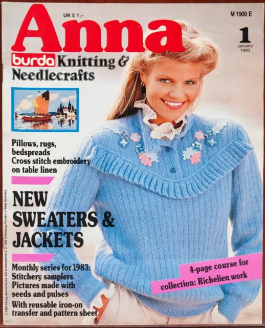 Anna Burda Knitting & Needlecrafts Magazine January 1983 Sewing Crochet Transfer