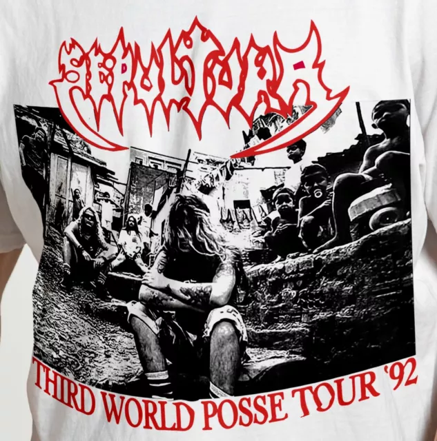 Camiseta Sepultura Third World Posse Tour '92 Trash Metal Band Rare T-shirt 