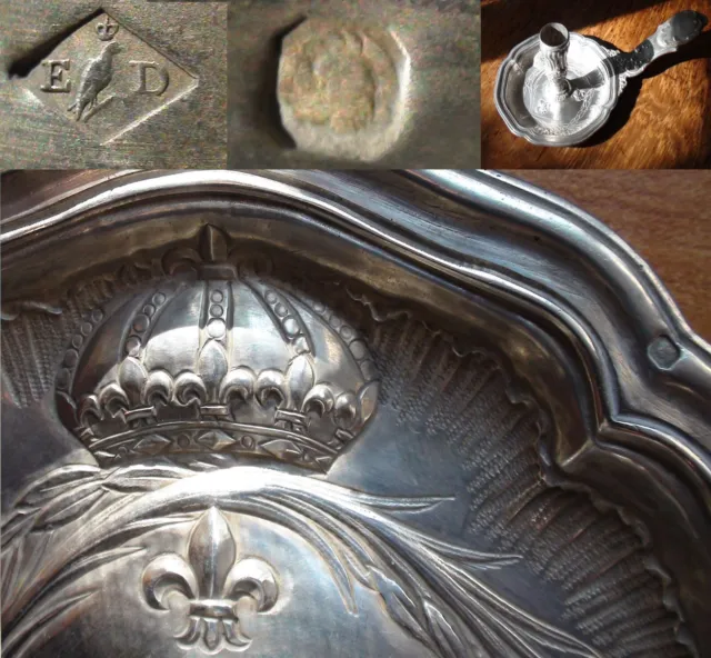 Ancien Bougeoir Royal Evêque Argent minerve poinçon rare 232g - à Main, XIXème