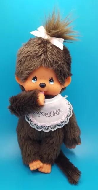 Monchhichi Sekiguchi Mädchen rosa Lätzchen Monchichi Stofftier 20 cm Neuwertig