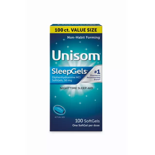 Unisom SleepGels SoftGels, ayuda para dormir, difenhidramina HCI, 100 unidades