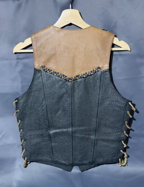 HUDSON LEATHER BLACK Brown Western Vest Small 36 Chest $15.00 - PicClick