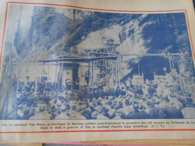 Le Cardinal Van Roey célèbre la 1ere messe du Triduum de Lourdes Print 1935