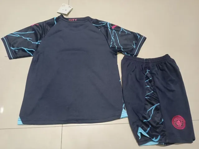 Man City Kids 3rd Third 2023-24 KIDS FULL football Kit shirt shorts Inc Socks 3
