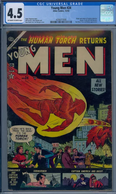 Young Men #24 Cgc 4.5 Atlas Origin Captain America Human Torch Submariner 1953