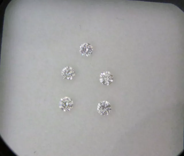 1/2Ct TW  100% Nataural Diamonds 5 Piece Lot  Avg 10Pt  G Color SI1 Clarity