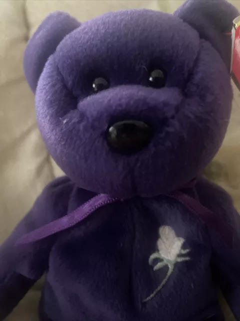 TY Beanie Baby - PRINCESS DIANA the Purple Teddy Bear (1997 -RETIRED)