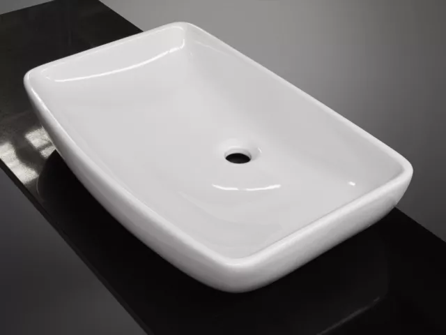 Bathroom Ceramic Rectangular Above Counter Top Basin for Vanity + Pop Up Waste