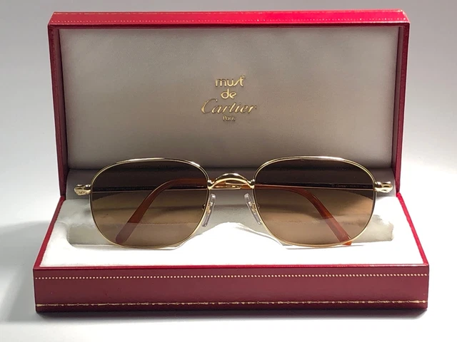 NEW VINTAGE CARTIER Vesta Gold 56Mm Sunglasses France 18K Heavy