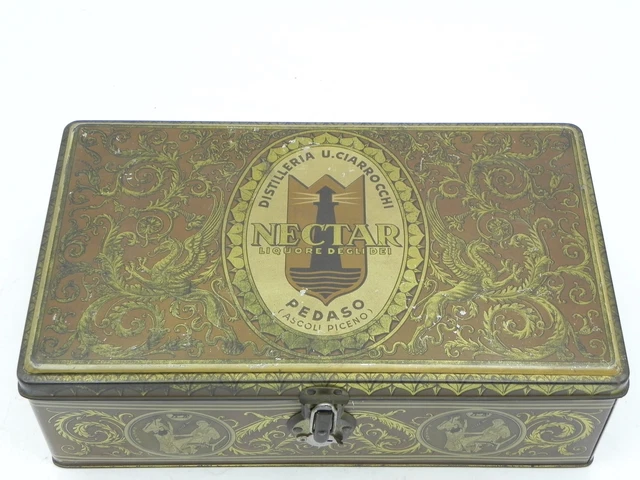 Scatola latta Nectar distilleria Ciarrocchi Pedaso Ascoli tin box tole boite