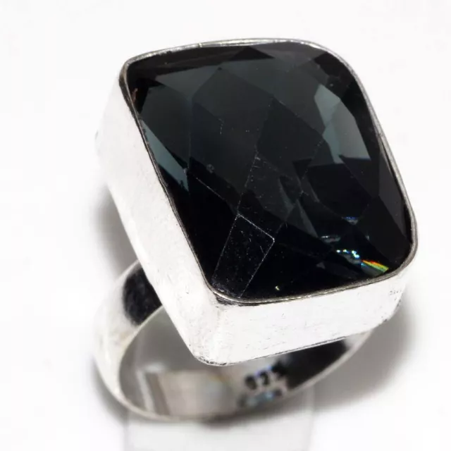 925 SILVER PLATED-BLACK Spinel Ethnic Gemstone Ring Jewelry US Size-8.5 ...