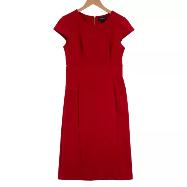 Liz Claiborne A Line Shift Dress Women Size 4 Red Cap Sleeve Round Neck Back Zip