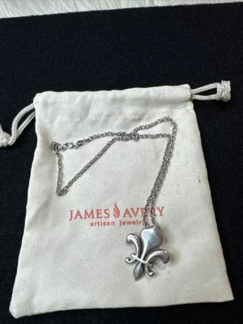 RETIRED JAMES AVERY Large Fleur De Lis Lilly Pendant Chain Necklace Set ...