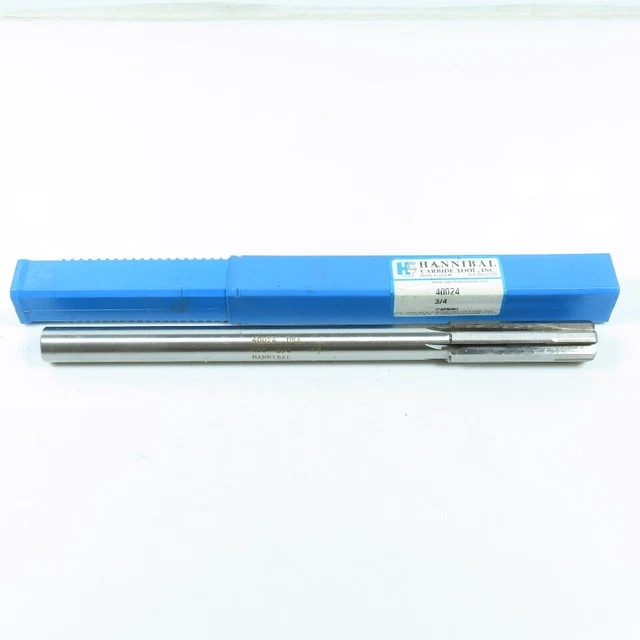 Hannibal 3/4" Straight 6 Flute Carbide Tipped Chucking Reamer Shank 9-1/4" OAL Hannibal 3/4" Straight 6 Flute Carbide Tipped Chucking Reamer Shank 9-1/4" OAL