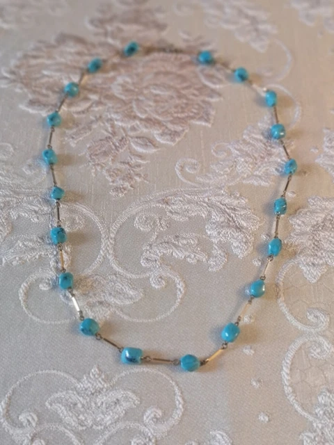 Collier, sautoir en perles de verre multicolores, vintage
