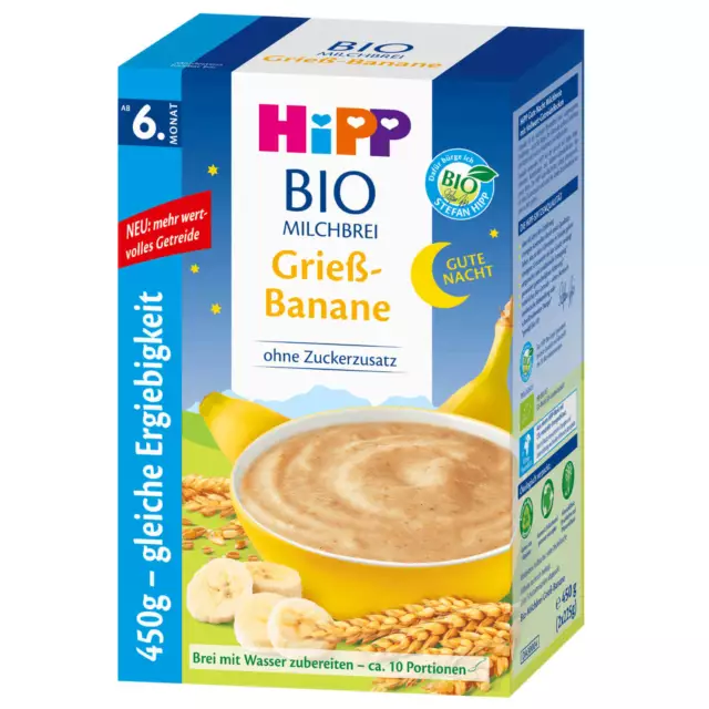450g HiPP Bio Milk Pudding Good Night Semolina Banana From The 6 Month Without