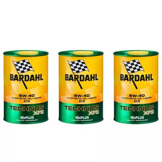 3 Litri Bardhal Technos Xfs 5W40 Acea C3 Olio Motore Auto 100% Sintetico