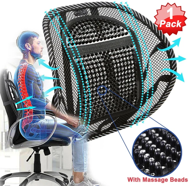 Lumbar Support Pillow Back Support with Massage Beads for Office Chair Car Seat