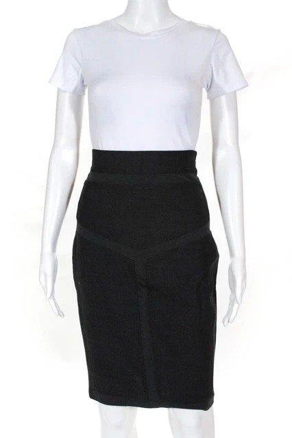 Diane Von Furstenberg Womens Chickie Pencil Skirt Gray Wool Size 4 LL12LL