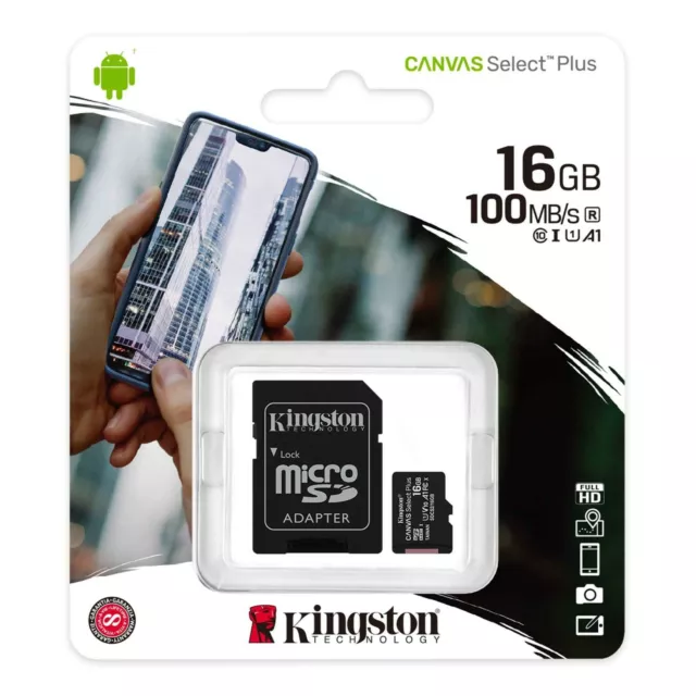 Kingston 16GB/32GB/64GB/128GB Micro Tarjeta SD con Adaptador Tela Seleccionar