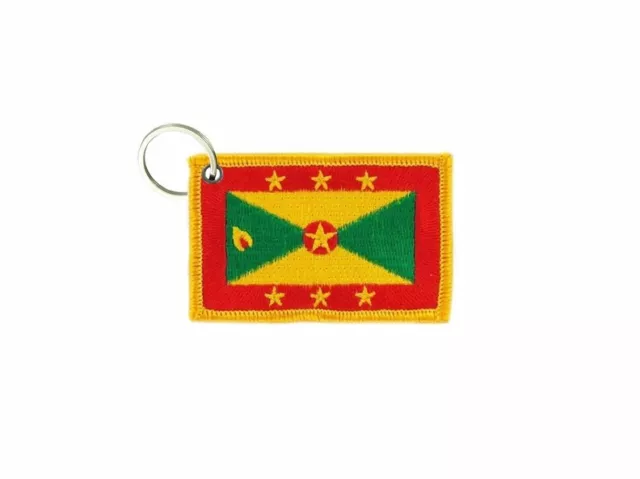 Keychain keyring embroidered embroidery patch double sided flag grenada