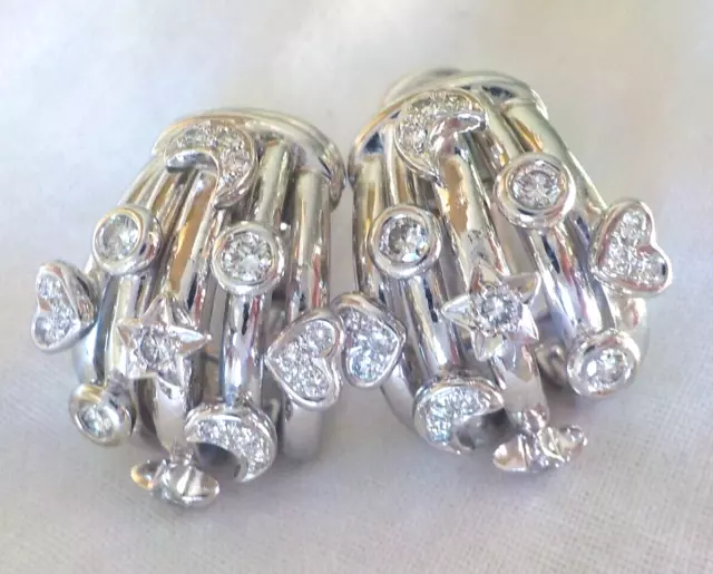 ADLER 18K White Gold Moon & Stars Diamond Earrings - 31.20 gms, 0.85 in, 0.72 ct