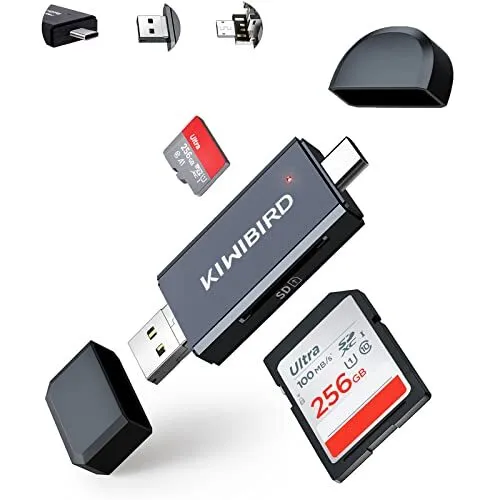 KiWiBiRD USB C SD Micro SD Lecteur de Carte Type-C USB-A Micro USB Adaptateur...
