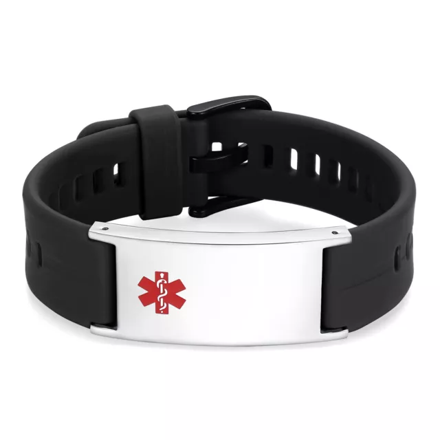 CUSTOM ENGRAVE 6 Colors! Unisex Silicone Stainless Medical Sport ID Bracelet