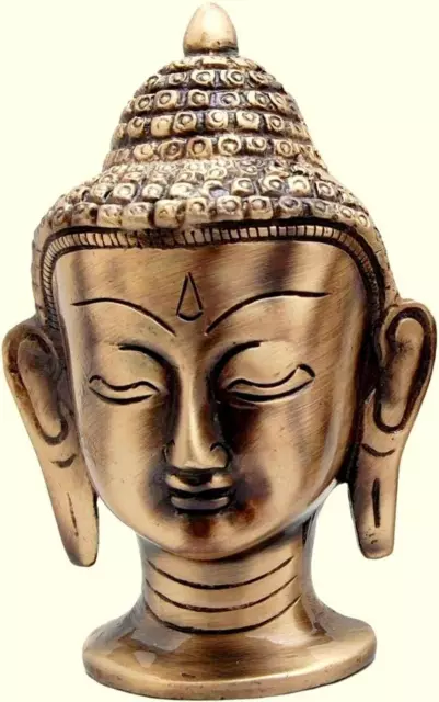 Brass Buddha Face Showpiece | Big Buddha Head | Home Decor | Idol | Metal Statue