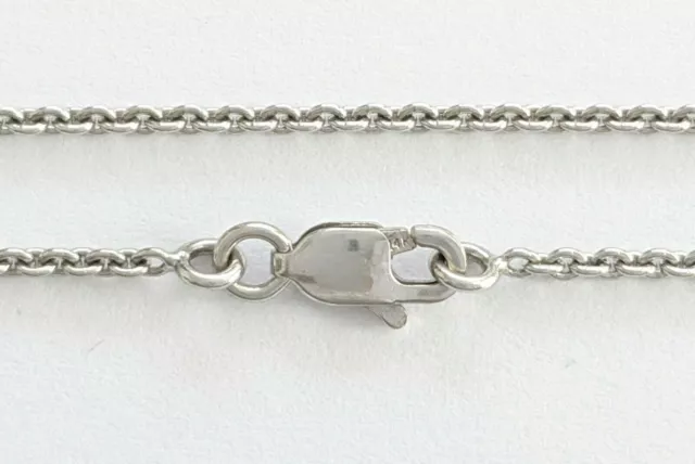 14K Solid White Gold 1.5 mm Cable Chain Necklace 17.5 inches