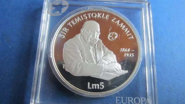 Malta Argento 5 Liri 2006 Sir Temistokle Zammit IN Pp Incapsulata