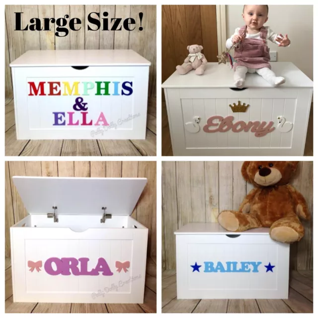 LARGE Personalised Wooden Toy Box Storage Bespoke Chest Nursery