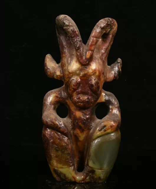 Rare China Hongshan Culture Old Jade Carving Sun God Sun-God People Beast Statue