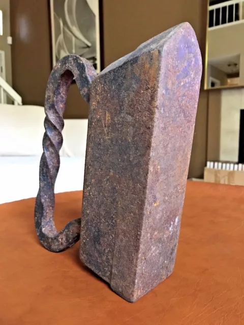 Large Rare 1800s Antique Wrought Iron Clothes Iron Old Vintage Steel Huge Vtg