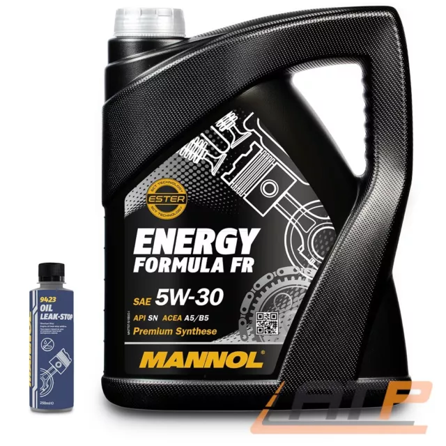 5 L LITER MANNOL ENERGY FORMULA FR 5W-30 MOTORÖL+250 ml OIL LEAK STOP ÖLVERLUST 2