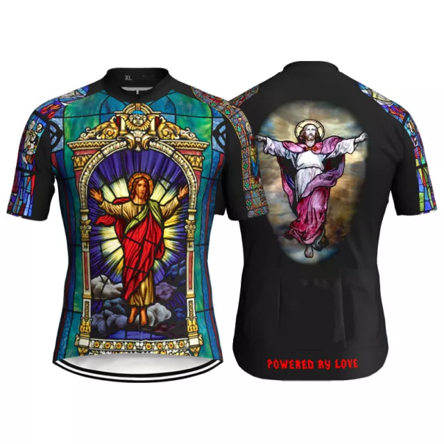 Church Cycling Jersey Short Bicycle Bike Catholic Road Shirt Jesus Jacket Ride