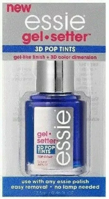 1 Essie Gel Setter Nail Polish 3D Pop Tints Tinted Top Coat, BIRDS EYE BLUE 02