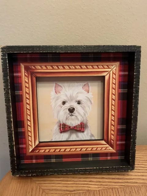 West Highland  White Terrier Westie Dog Plaid Picture